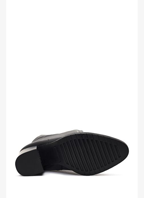 Kadın Siyah Fermuarlı Kalın Topuklu Deri Çizme 25WFD240118 - Görsel 7