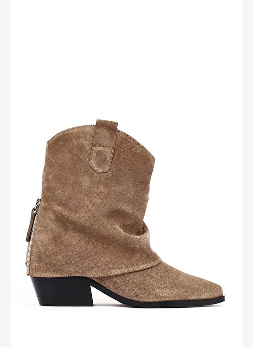 Derimod Derimod Kadın Bej Kısa Kalın Topuklu Süet Deri Kovboy Bot 25WFD270610 Boyner'de! Bej - 2. görsel