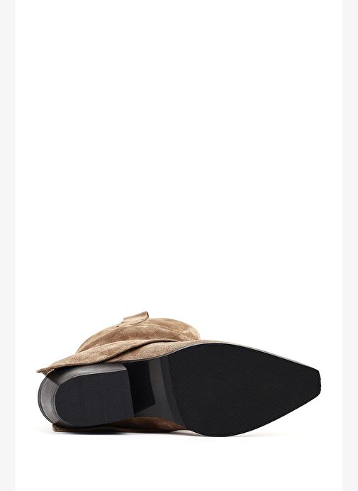 Derimod Derimod Kadın Bej Kısa Kalın Topuklu Süet Deri Kovboy Bot 25WFD270610 Boyner'de! Bej - 6. görsel