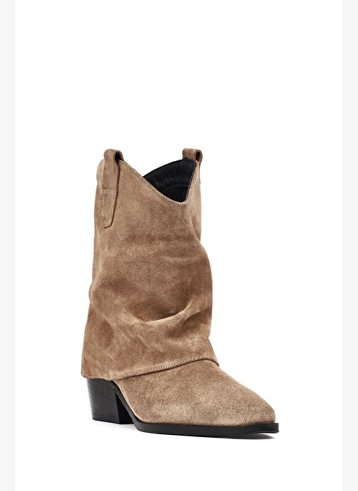 Derimod Derimod Kadın Bej Kısa Kalın Topuklu Süet Deri Kovboy Bot 25WFD270610 Boyner'de! Bej - 9. görsel