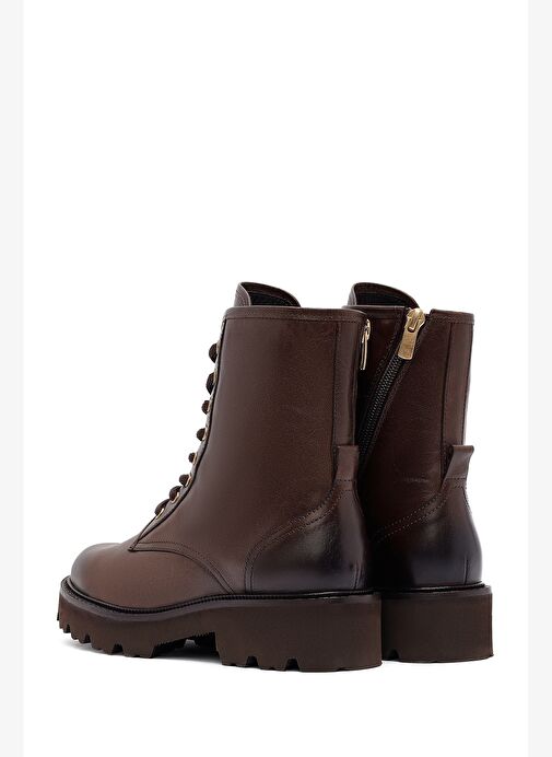 Kadın Kahverengi Fermuarlı Deri Postal Bot 25WFD281218 - Görsel 7