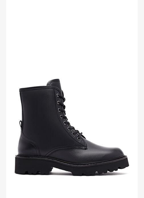 Kadın Siyah Fermuarlı Deri Postal Bot 25WFD281218 - Görsel 2