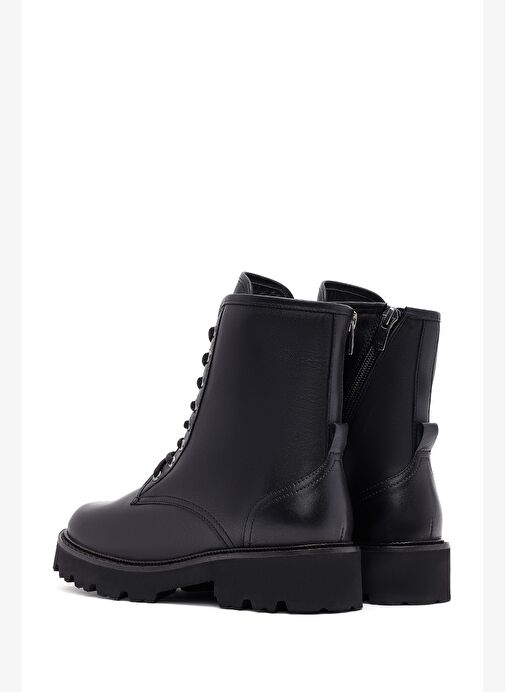 Kadın Siyah Fermuarlı Deri Postal Bot 25WFD281218 - Görsel 7
