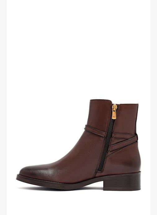 Kadın Kahverengi Fermuarlı Deri Bot 25WFD281418 - Görsel 3