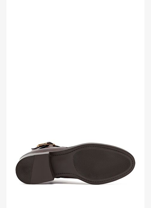 Kadın Kahverengi Fermuarlı Deri Bot 25WFD281418 - Görsel 6