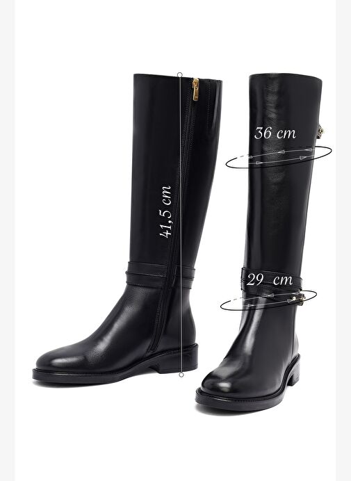 Kadın Siyah Fermuarlı Deri Çizme 25WFD281818 - Görsel 3