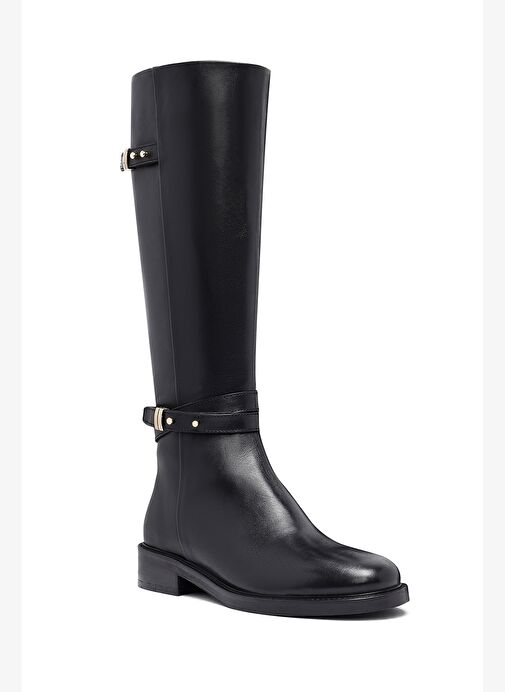 Kadın Siyah Fermuarlı Deri Çizme 25WFD281818 - Görsel 9