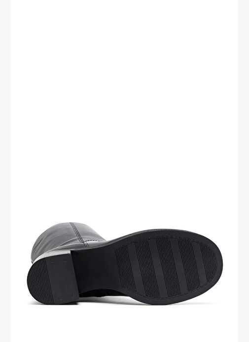 Kadın Siyah Fermuarlı Kalın Topuklu Deri Çizme 25WFD282118 - Görsel 7