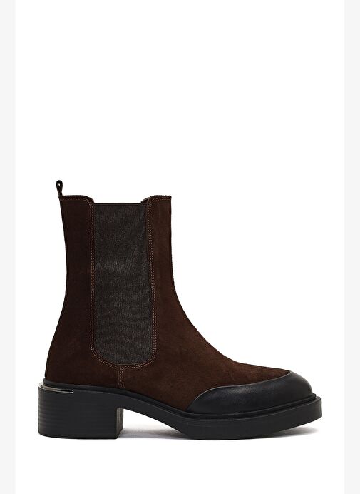 Kadın Kahverengi Kalın Tabanlı Süet Deri Chelsea Bot 25WFD340110 - Görsel 2