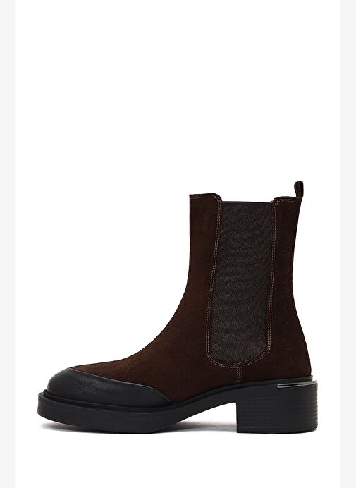 Kadın Kahverengi Kalın Tabanlı Süet Deri Chelsea Bot 25WFD340110 - Görsel 3