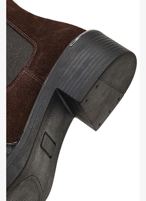 Kadın Kahverengi Kalın Tabanlı Süet Deri Chelsea Bot 25WFD340110 - Görsel 9