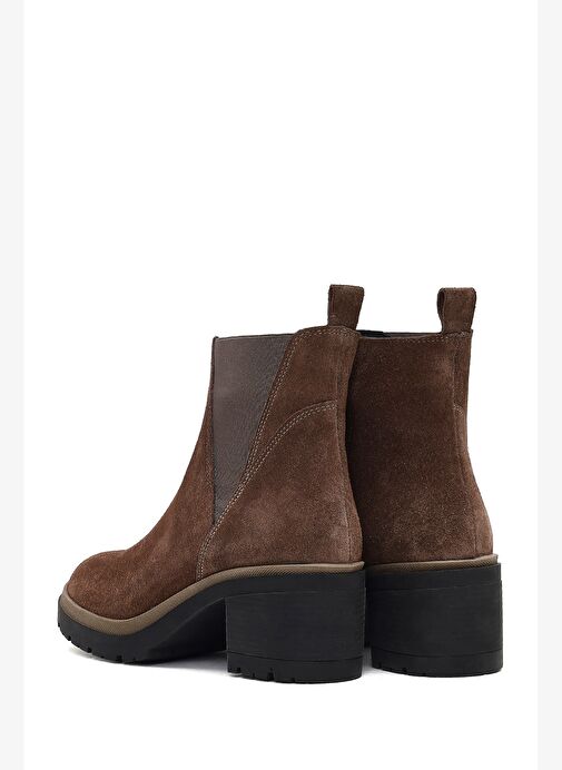 Kadın Vizon Fermuarlı Kalın Topuklu Süet Deri Bot 25WFD340210 - Görsel 8