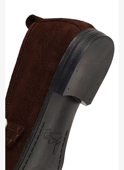 Kadın Kahverengi Tokalı Süet Deri Babet 25WFD350110 - Görsel 9