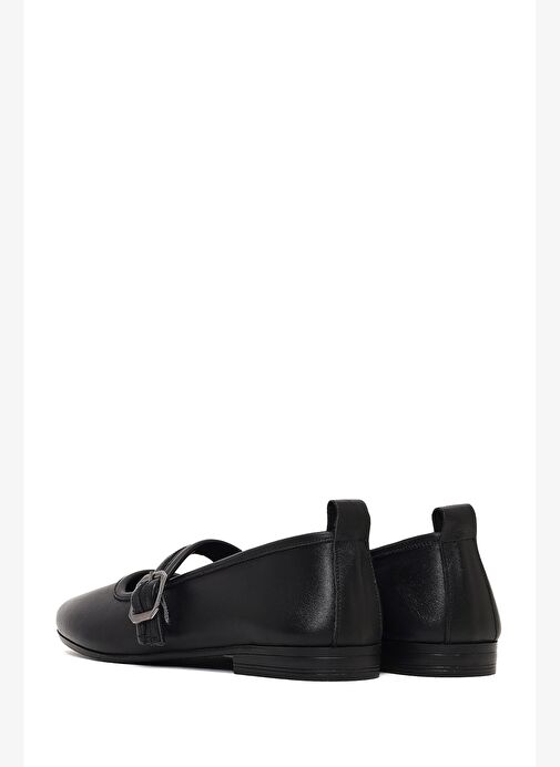 Kadın Siyah Tokalı Deri Babet 25WFD350118 - Görsel 6