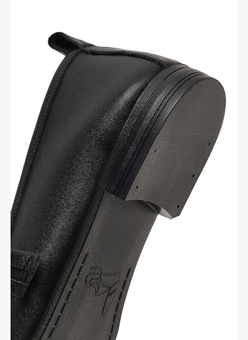 Kadın Siyah Tokalı Deri Babet 25WFD350118 - Görsel 9