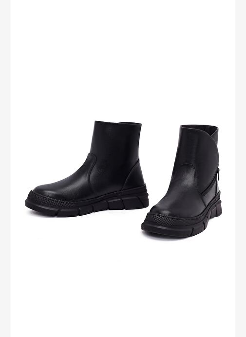 Kadın Siyah Deri Comfort Bot 25WFD360518 - Görsel 4