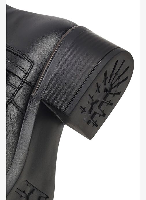 Kadın Siyah Fermuarlı Deri Bot 25WFD360618 - Görsel 9