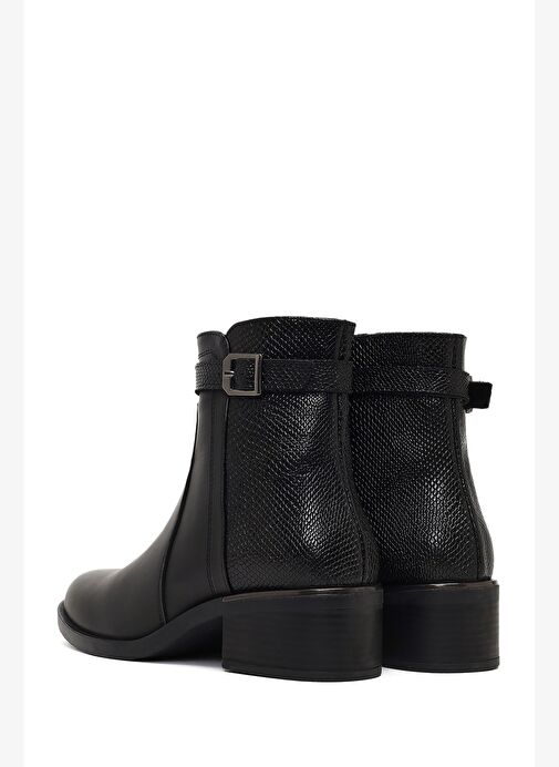 Kadın Siyah Fermuarlı Deri Bot 25WFD360814 - Görsel 7