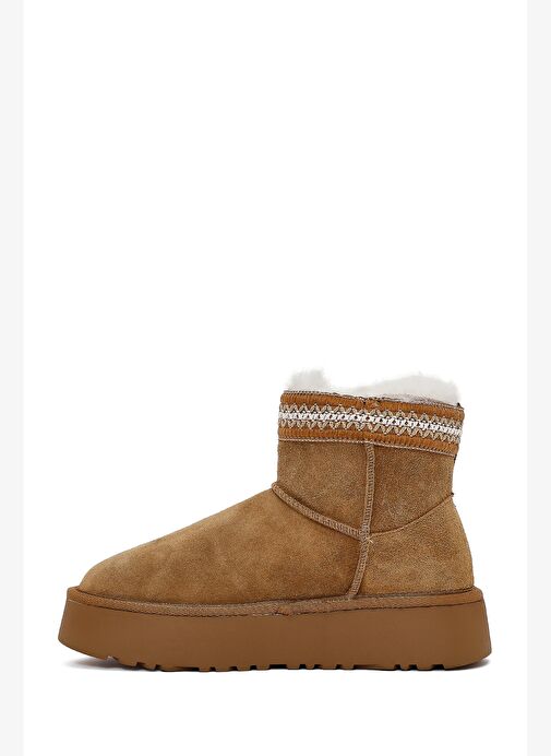 Derimod Derimod Kadın Taba Kalın Tabanlı Desenli Süet Deri Teddy Bot 25WFD405410 Boyner'de! Taba - 3. görsel