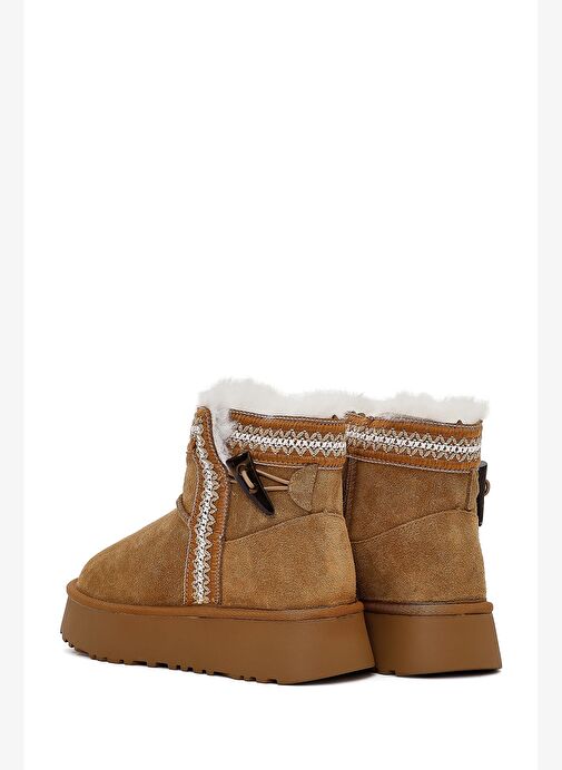 Derimod Derimod Kadın Taba Kalın Tabanlı Desenli Süet Deri Teddy Bot 25WFD405410 Boyner'de! Taba - 7. görsel