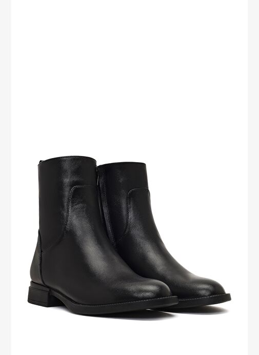 Kadın Siyah Fermuarlı Deri Bot 25WFD413218 - Görsel 5