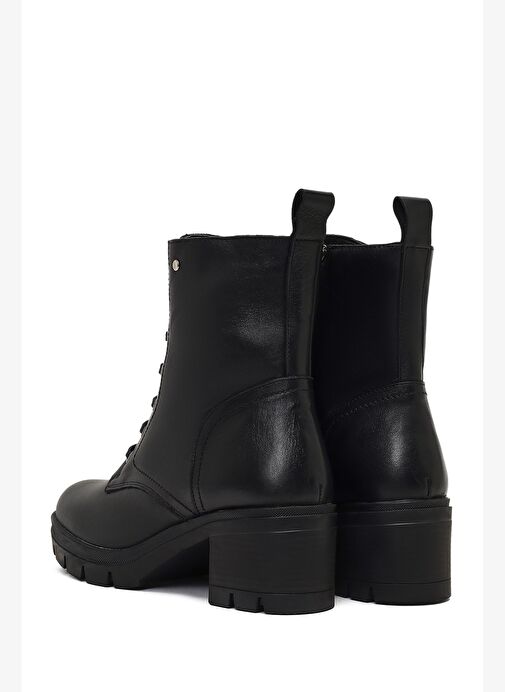 Kadın Siyah Fermuarlı Kalın Topuklu Deri Bot 25WFD413418 - Görsel 8