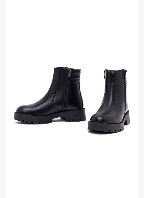 Kadın Siyah Fermuarlı Deri Bot 25WFD413818 - Görsel 3