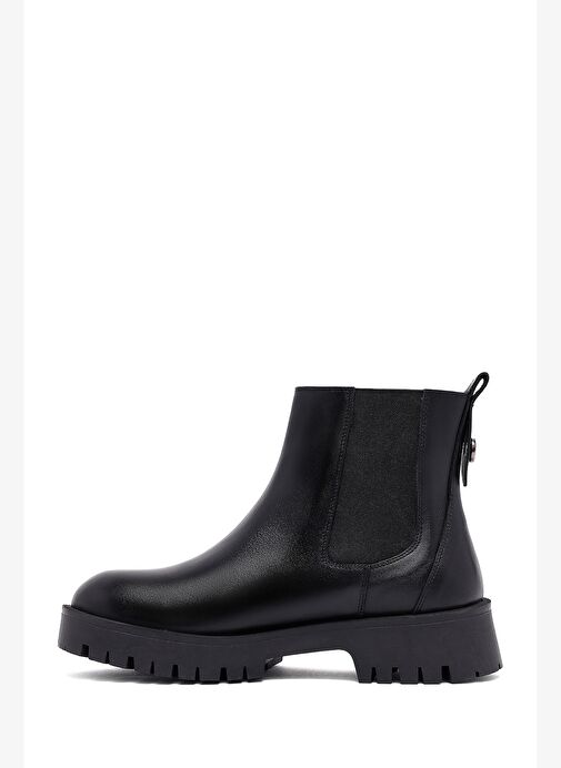Kadın Siyah Kalın Tabanlı Deri Chelsea Bot 25WFD413918 - Görsel 3