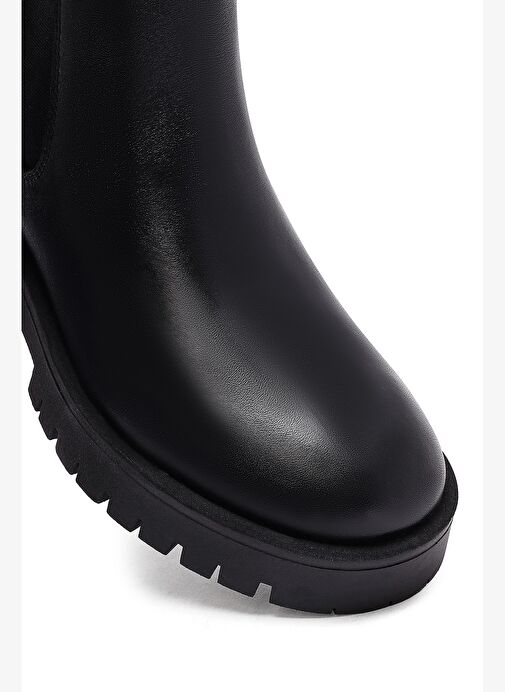 Kadın Siyah Kalın Tabanlı Deri Chelsea Bot 25WFD413918 - Görsel 9