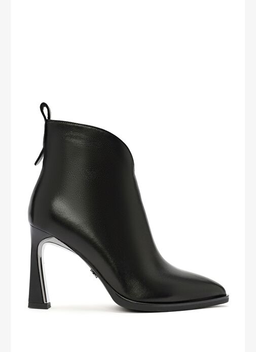 Kadın Siyah Fermuarlı Topuklu Deri Bot 25WFD490018 - Görsel 2