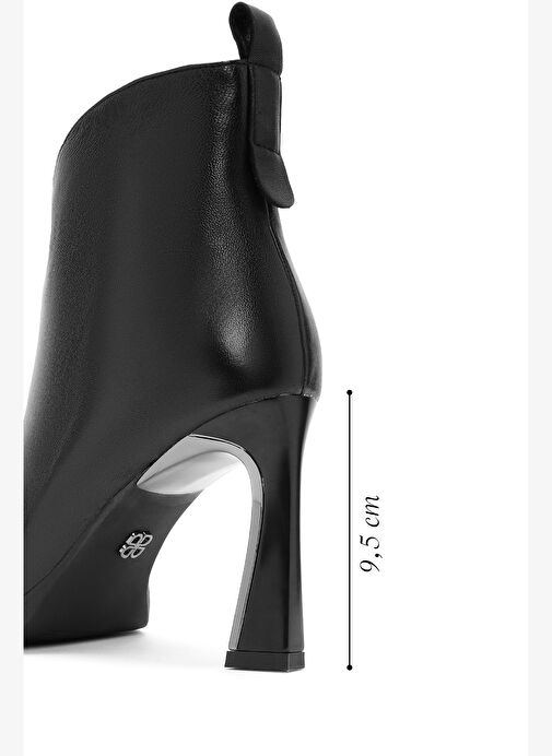 Kadın Siyah Fermuarlı Topuklu Deri Bot 25WFD490018 - Görsel 3