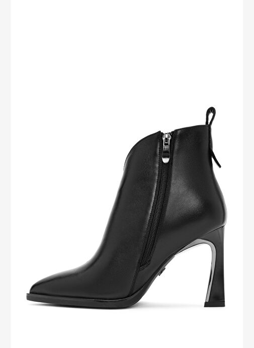 Kadın Siyah Fermuarlı Topuklu Deri Bot 25WFD490018 - Görsel 5