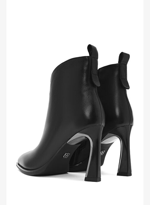 Kadın Siyah Fermuarlı Topuklu Deri Bot 25WFD490018 - Görsel 7