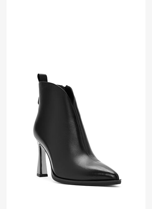 Kadın Siyah Fermuarlı Topuklu Deri Bot 25WFD490018 - Görsel 8