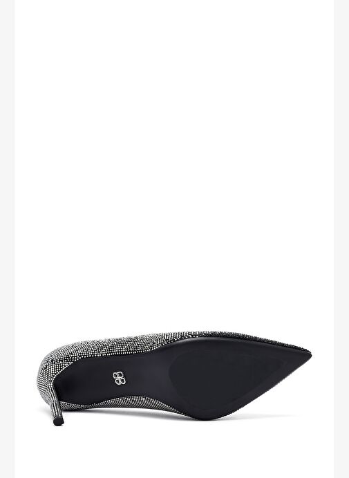 Kadın Siyah Taşlı İnce Topuklu Deri Stiletto 25WFD4910TS - Görsel 7