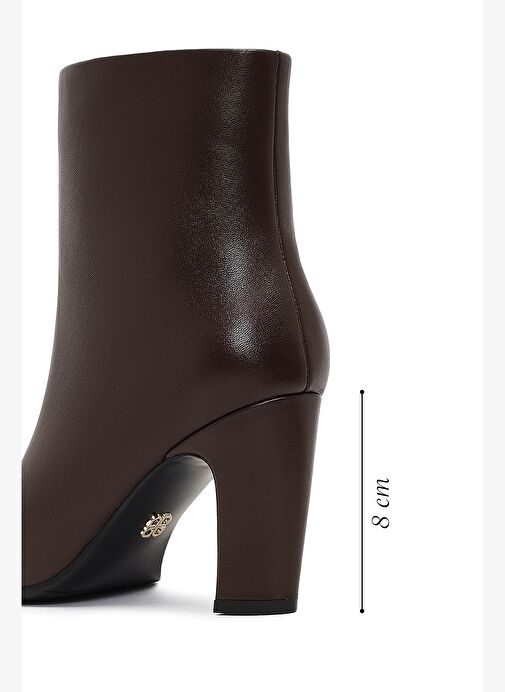 Kadın Kahverengi Kalın Topuklu Deri Bot 25WFD491118 - Görsel 3