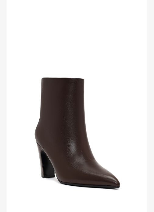 Kadın Kahverengi Kalın Topuklu Deri Bot 25WFD491118 - Görsel 9