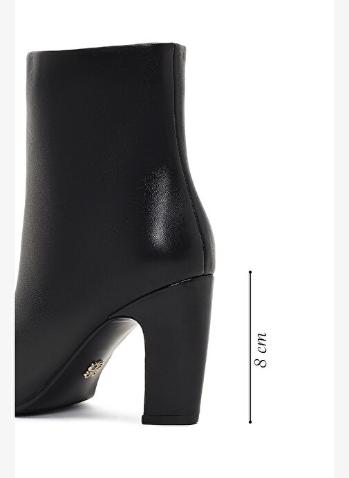 Kadın Siyah Kalın Topuklu Deri Bot 25WFD491118 - Görsel 3