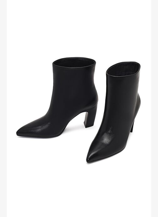 Kadın Siyah Kalın Topuklu Deri Bot 25WFD491118 - Görsel 4