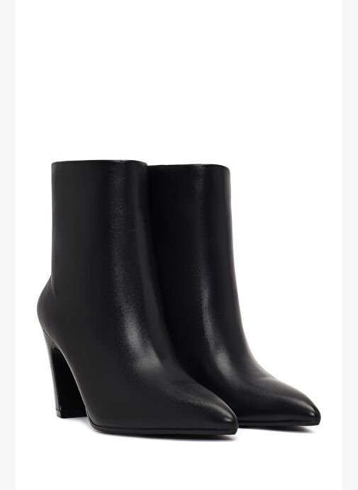 Kadın Siyah Kalın Topuklu Deri Bot 25WFD491118 - Görsel 6