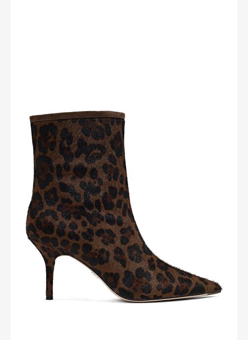 Kadın Leopar Desenli İnce Topuklu Deri Bot 25WFD4912W2 - Görsel 5