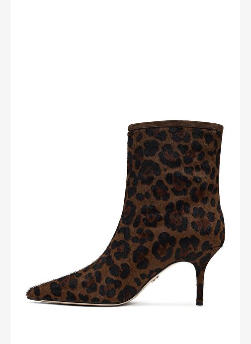 Kadın Leopar Desenli İnce Topuklu Deri Bot 25WFD4912W2 - Görsel 6
