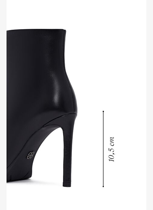 Kadın Siyah Fermuarlı Yüksek İnce Topuklu Deri Bot 25WFD491318 - Görsel 3