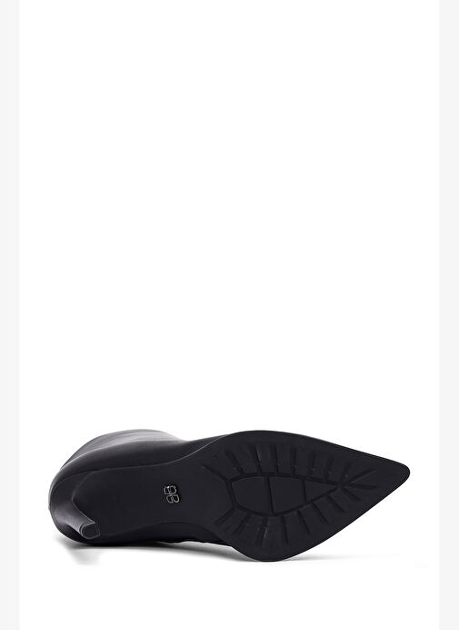 Kadın Siyah Fermuarlı Yüksek İnce Topuklu Deri Bot 25WFD491318 - Görsel 7