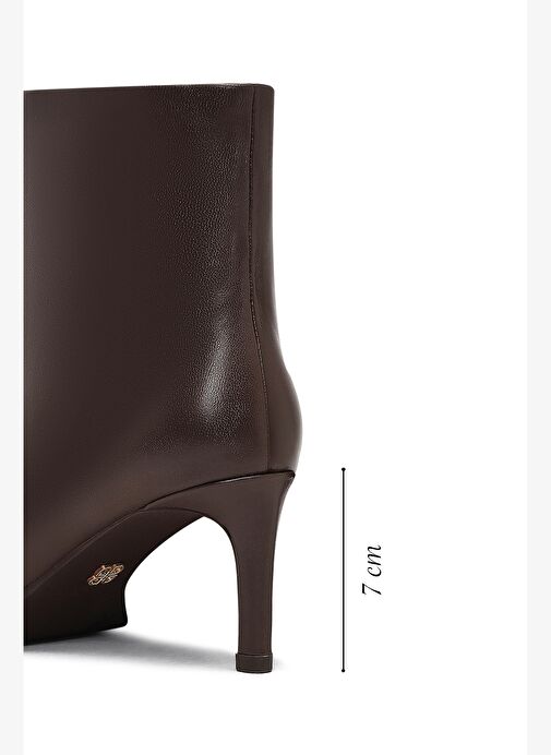 Kadın Kahverengi İnce Topuklu Deri Bot 25WFD491418 - Görsel 3
