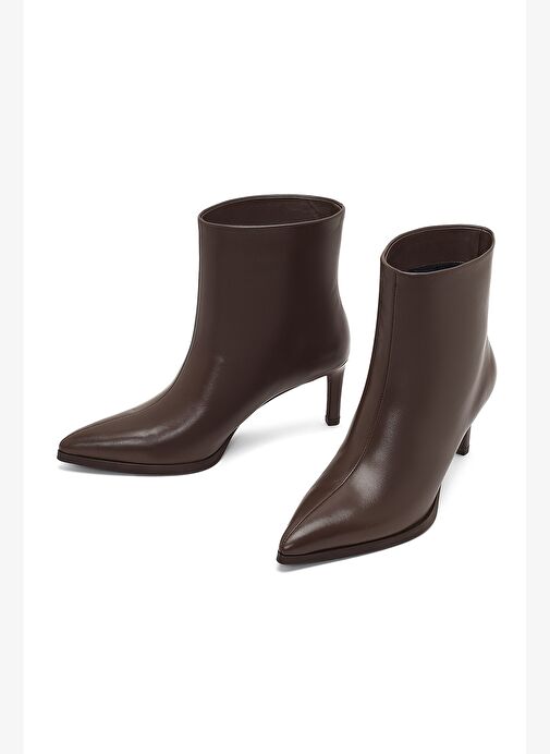 Kadın Kahverengi İnce Topuklu Deri Bot 25WFD491418 - Görsel 4