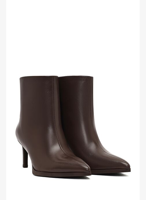 Kadın Kahverengi İnce Topuklu Deri Bot 25WFD491418 - Görsel 6