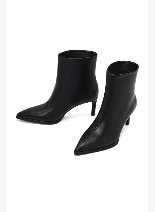 Kadın Siyah İnce Topuklu Deri Bot 25WFD491418 - Görsel 4