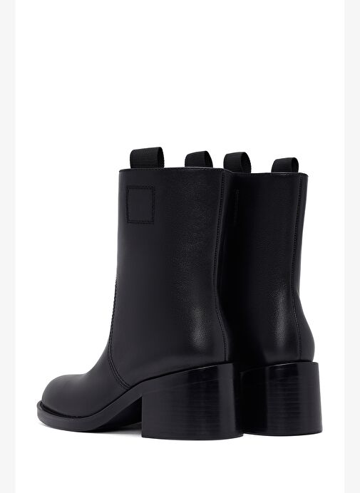 Kadın Siyah Kısa Kalın Topuklu Deri Bot 25WFD491518 - Görsel 8