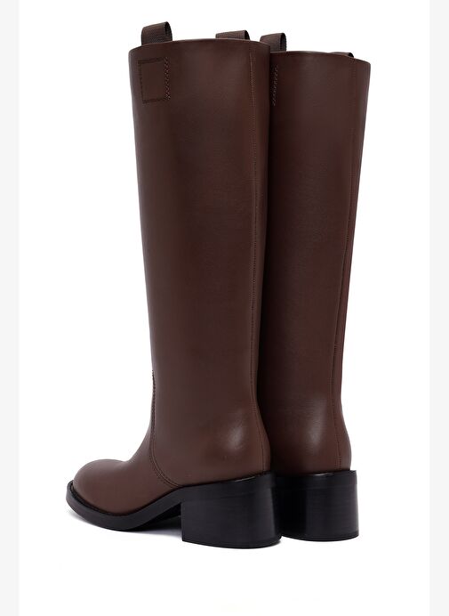 Kadın Kahverengi Kalın Topuklu Deri Çizme 25WFD491618 - Görsel 8